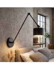 Czarny regulowany kinkiet ścienny na wysięgniku TESNUS