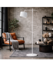 Lampa stojąca biała do czytania SERES regulowana lampa podłogowa z białym abażurem