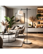 Lampa podłogowa do czytania regulowana SERES designerska lampa stojąca z abażurem