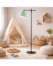 Regulowana lampa stojąca z miętowym abażurem SERES do pokoju dziecięcego