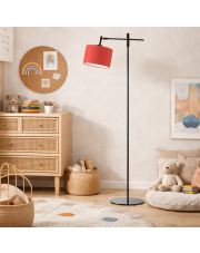 Elegancka lampa stojąca do czytania na wysięgniku SERES z czerwonym abażurem