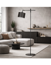 Klasyczna lampa podłogowa na długim wysięgniku SERES z abażurem brązowym 