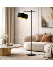 Czarna lampa podłogowa z przegubowym ramieniem MELTON GOLD