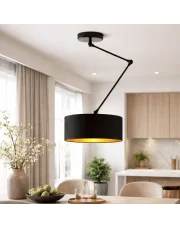 Czarna lampa sufitowa z regulacją wysokości i szerokości NEWA GOLD z abażurem ze złotym wnętrzem