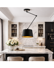Czarna lampa sufitowa na wysięgniku ruchomym JUMA GOLD lampa sufitowa z regulowanym ramieniem czarna loft