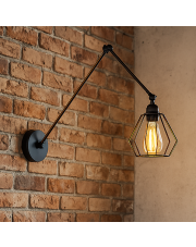 Czarny długi kinkiet loftowy z regulowanym ramieniem BALUMI LOFT