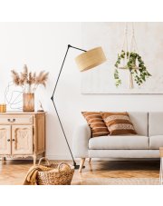 Rattanowa lampa stojąca na wysięgniku BARI BOHO