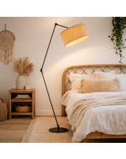 Rattanowa lampa stojąca do sypialni na wysięgniku regulowanym BARI BOHO