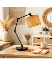 Rattanowa lampka biurkowa z regulowanym ramieniem ASMARA BOHO