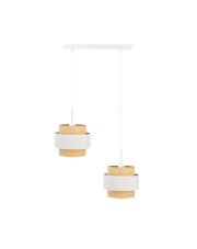 Podwójna lampa wisząca do kuchni z abażurami z rattanu MADERA BOHO