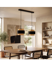 2-punktowa lampa wisząca do jadalni nad stół MADERA BOHO z abażurami z rattanu