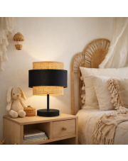 Minimalistyczna lampka nocna z rattanowym kloszem w stylu boho AWINION BOHO II