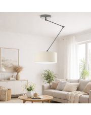 Klasyczna lampa wisząca z abażurem ecru NEWA z długim regulowanym ramieniem