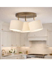 Potrójna lampa sufitowa do kuchni DAKOTA z regulowanymi kloszami w kolorze ecru