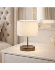 Klasyczna lampka nocna z kremowym abażurem AWINION lampka nocna z tkaninowym abażurem