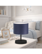 Czarna lampka nocna z granatowym abażurem AWINION stylowa lampka do sypialni i salonu