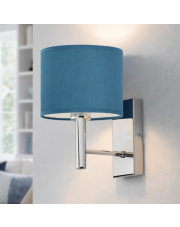 Lampa ścienna w chromowanym wykończeniu z abażurem w kolorze morskim TEGU kinkiet hampton