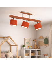 Drewniana 3-punktowa lampa sufitowa na belce HOLLYWOOD