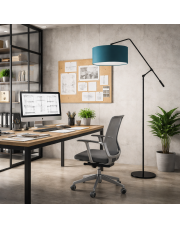 Czarna lampa stojąca regulowana na wysięgniku LIBERIA