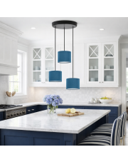 Potrójna lampa wisząca do kuchni PUEBLO w stylu hampton z morskimi abażurami