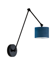 Czarna lampa ścienna z regulacją TESNUS VELUR do czytania w sypialni