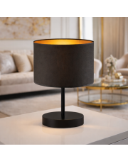 Minimalistyczna lampa stołowa z czarnym abażurem AWINION GOLD lampka stołowa styl glamour