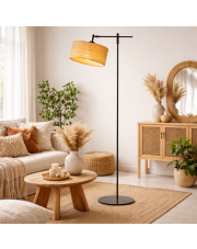Rattanowa lampa stojąca do wnętrz boho MELTON BOHO z regulacją kąta padania światła