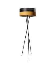 Czarna lampa stojąca na trójnogu PARYŻ DUAL z designerskim abażurem