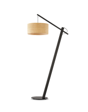 Lampa stojąca drewniana z abażurem TORINO BOHO