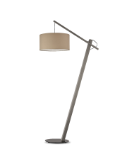 Lampa stojąca drewniana z beżowym abażurem TORINO
