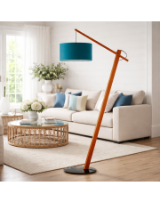 Drewniana lampa podłogowa do salonu TORINO w stylu hampton