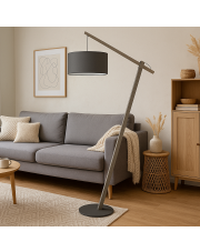 Elegancka lampa podłogowa drewniana TORINO do czytania w salonie