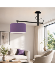 Fioletowa lampa sufitowa na drewnianym stelażu do salonu FOGGIA 