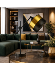 Regulowana lampa biurkowa MALI GLAM w stylu glamour czarno-złota