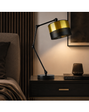 Czarno-złota lampka nocna do sypialni w stylu glamour ASMARA GLAM z regulowanym kątem padania światła
