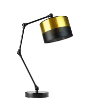Czarno-złota lampka nocna do sypialni w stylu glamour ASMARA GLAM z regulowanym kątem padania światła