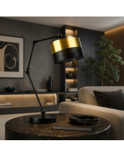 Czarno-złota lampka nocna do sypialni w stylu glamour ASMARA GLAM z regulowanym kątem padania światła