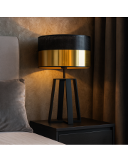 Designerska lampa stołowa do salonu czarno-złota glamour THOR GLAM
