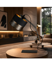 Czarna lampka biurowa z abażurem glamour LED HAGA GLAM