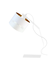Biało-złota lampka biurkowa metalowa HAGA GLAM w stylu glamour