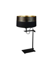 Czarna lampa biurkowa glamour ALASKA GLAM z abażurem ze złotym wnętrzem