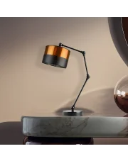 Czarna lampka nocna regulowana glamour ASMARA GLAM z miedzianym abażurem