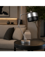 Lampa stołowa glamour do salonu ASMARA GLAM w kolorze czarno-srebrnym