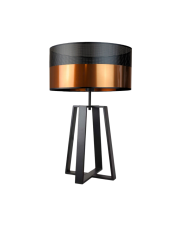 Czarna lampa stołowa w stylu loft THOR GLAM z miedzianym kloszem o średnicy 40 cm