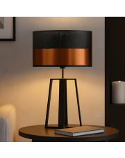 Czarna lampa stołowa w stylu loft THOR GLAM z miedzianym kloszem o średnicy 40 cm