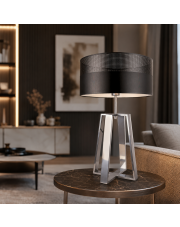 Nowoczesna lampa stojąca do salonu srebrno czarna THOR GLAM