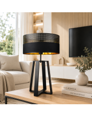 Duża lampa stołowa do sypialni glamour czarna THOR GLAM