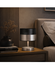 Mała srebrna lampka nocna do sypialni glamour AWINION GLAM