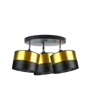 Czarna lampa sufitowa 3-płomienna regulowana DAKOTA GLAM złote klosze
