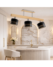 3-płomienna dębowa lampa sufitowa na drewnianej belce HOLLYWOOD GLAM 